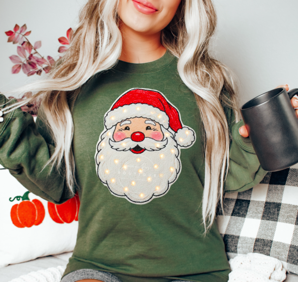 Faux Light Up Santa Sweatshirt