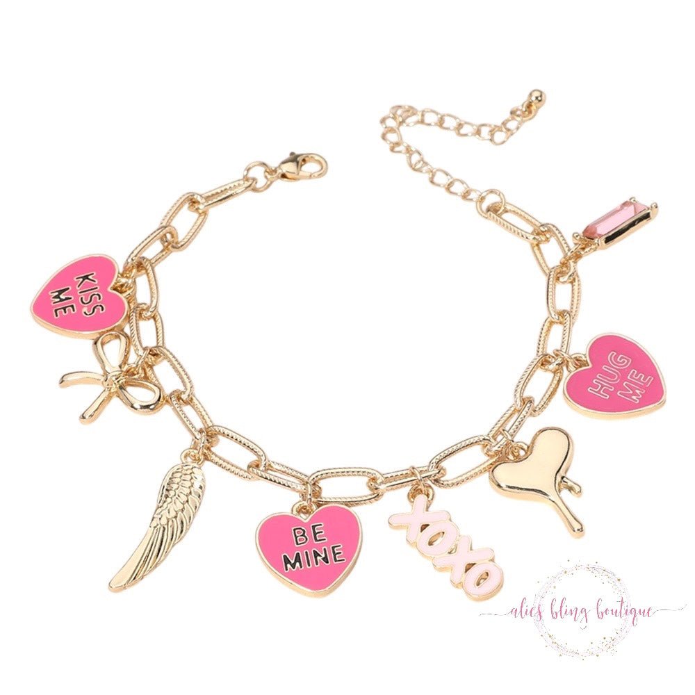 Be Mine Gold Charm Bracelet - Sale-Shop Alies Boutique
