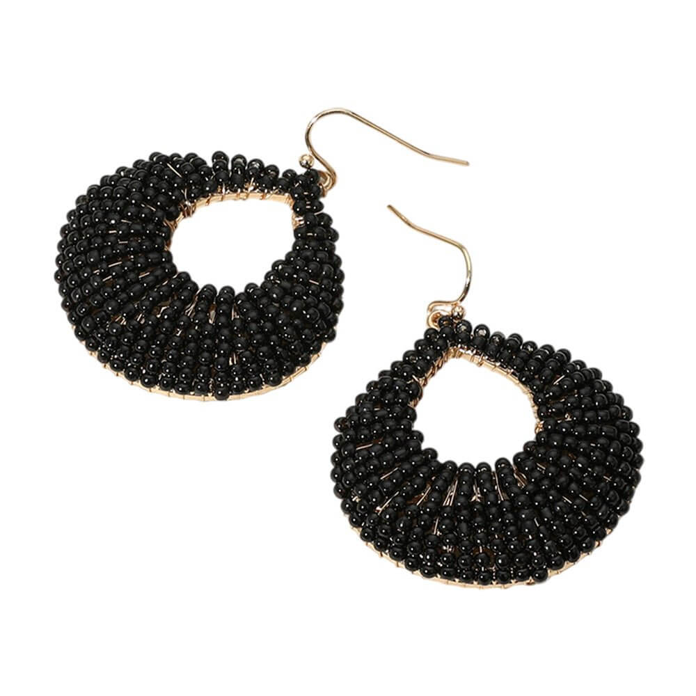 Beaded Dream- Black Teardrop Dangle Earrings - Shop Alies Bouutique