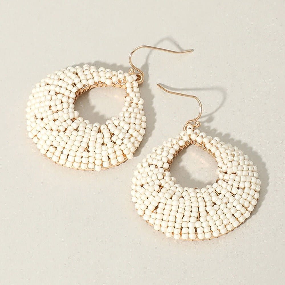 Beaded Dream- Ivory Teardrop Dangle Earrings - Shop Alies Bouutique