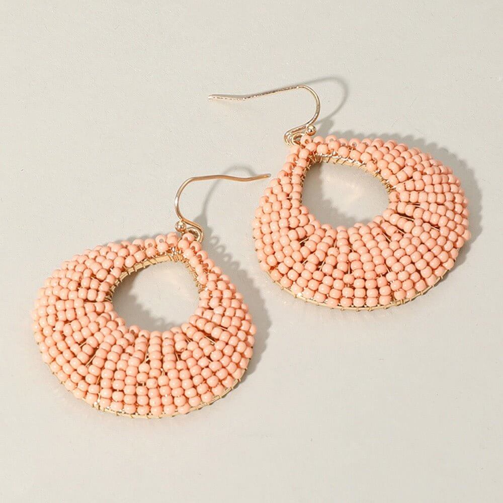 Beaded Dream- Peach Teardrop Dangle Earrings - Shop Alies Bouutique