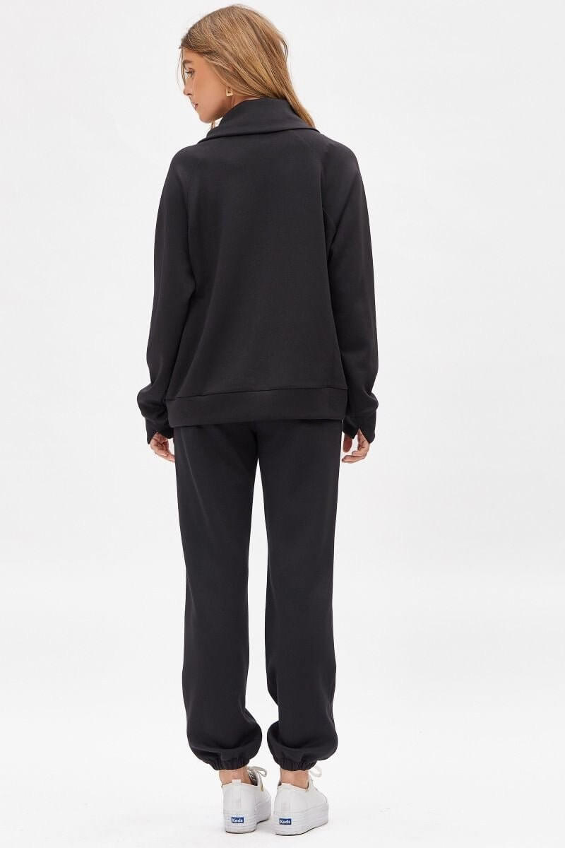 Black Travel Set Half Zip Top & Pants-Shop Alies Boutique