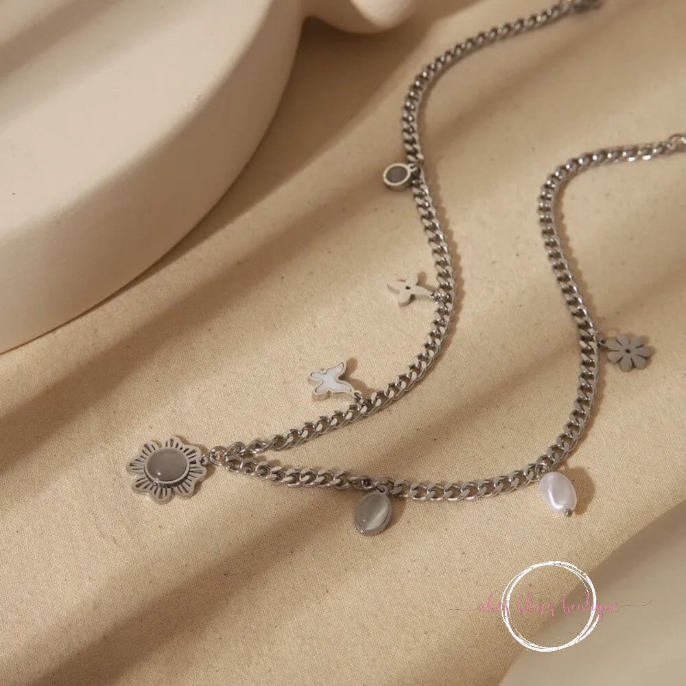 Blooming Wings Necklace in Silver - Sale-Shop Alies Boutique