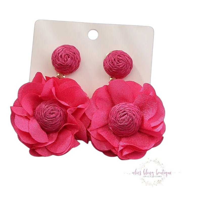 Boho Blossom - Rose Red Earrings - Sale-Shop Alies Boutique