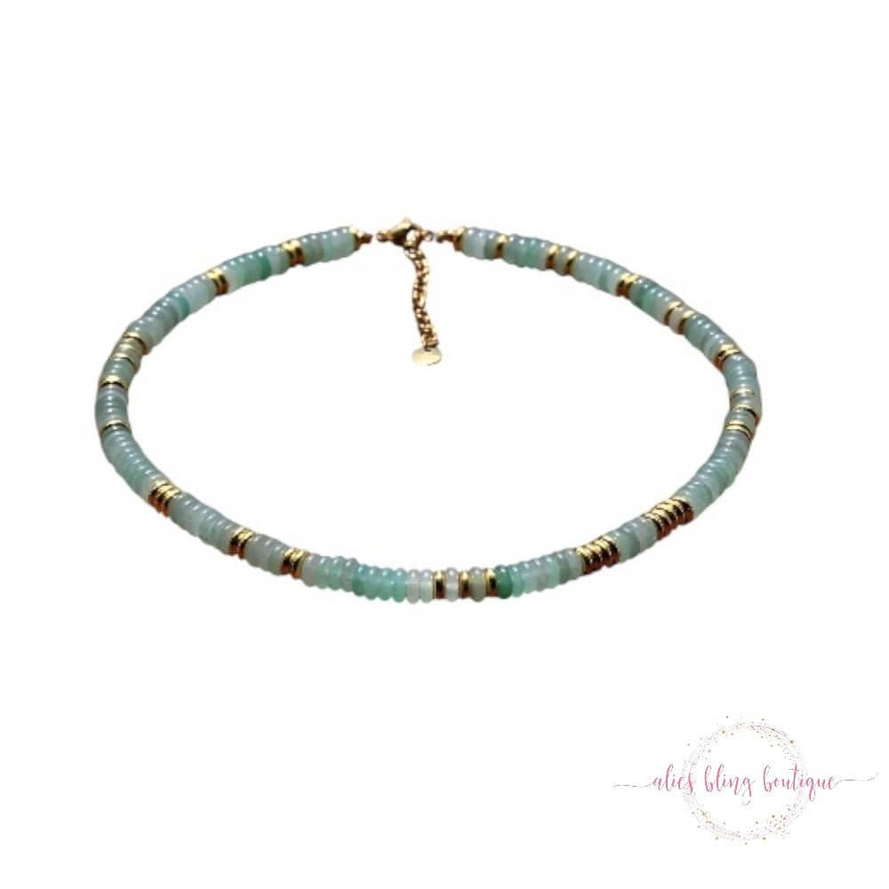 Boho Escape Semi Precious Stone Necklace in Green Aventurine-Shop Alies Boutique