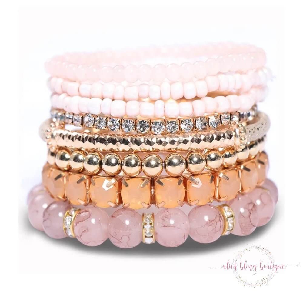 Boho Radiance Bracelet Stack in Pink-Shop Alies Boutique