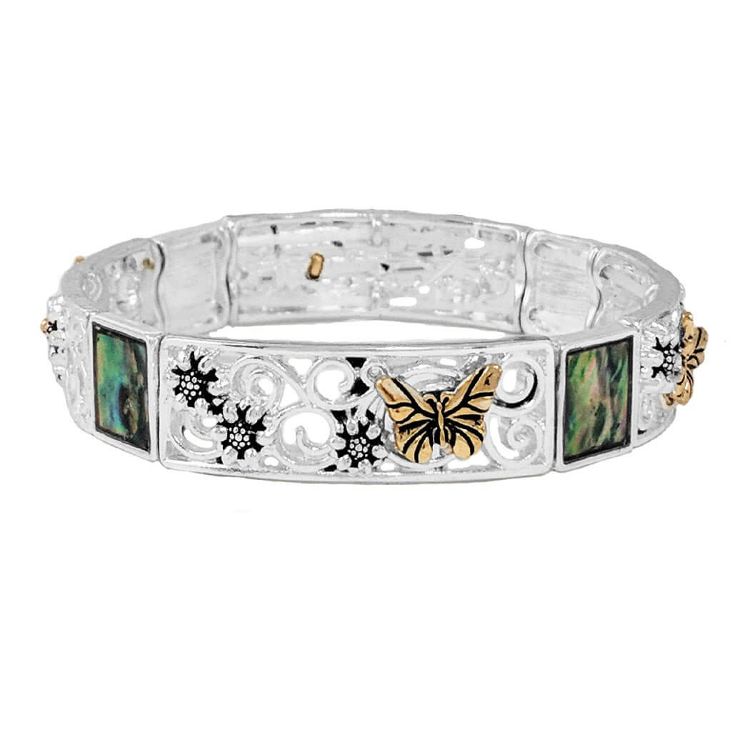 Butterfly Garden - Abalone Stretch Bracelet-Shop Alies Boutique