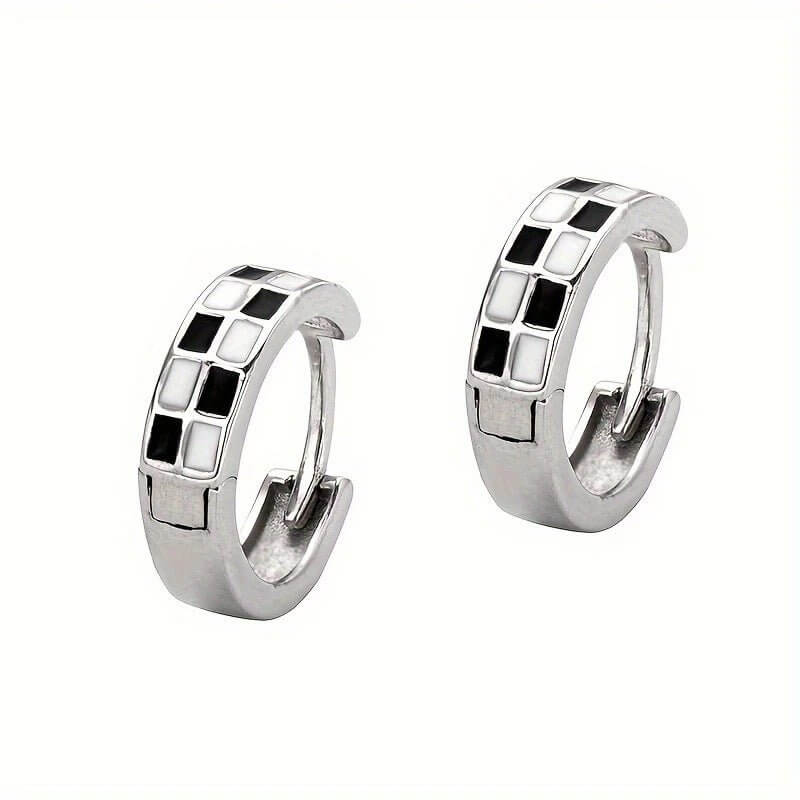 Check Your Style - Black & White Hoop Earrings-Shop Alies Boutique