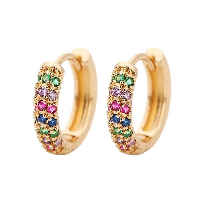 Chic Sparkle - Multi Gold Hoop Earrings-Shop Alies Boutique