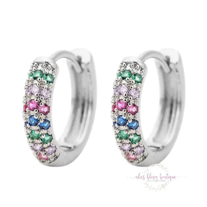 Chic Sparkle - Multi Silver Hoop Earrings-Shop Alies Boutique