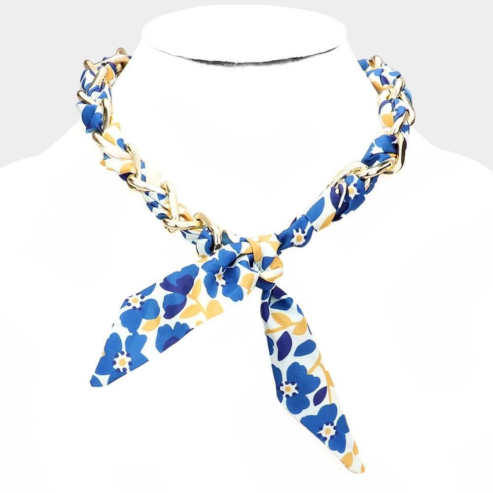 Chic Wraparound - Multi Floral Scarf Necklace - Sale-Shop Alies Boutique