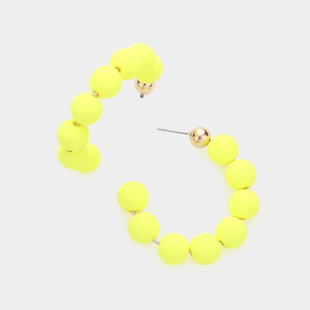 Crush Factor - Neon Yellow Colored Ball Hoop Earrings-Shop Alies Boutique