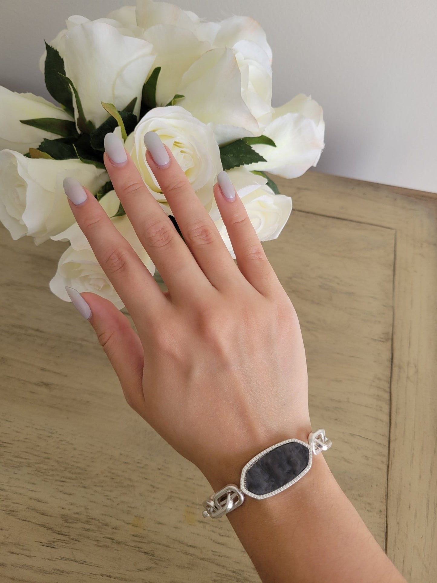 Crush Link Luxe - Black & Silver Oval Double Chain Link Stretch Bracelet - All That GlitterZ - Shop Alies Boutique