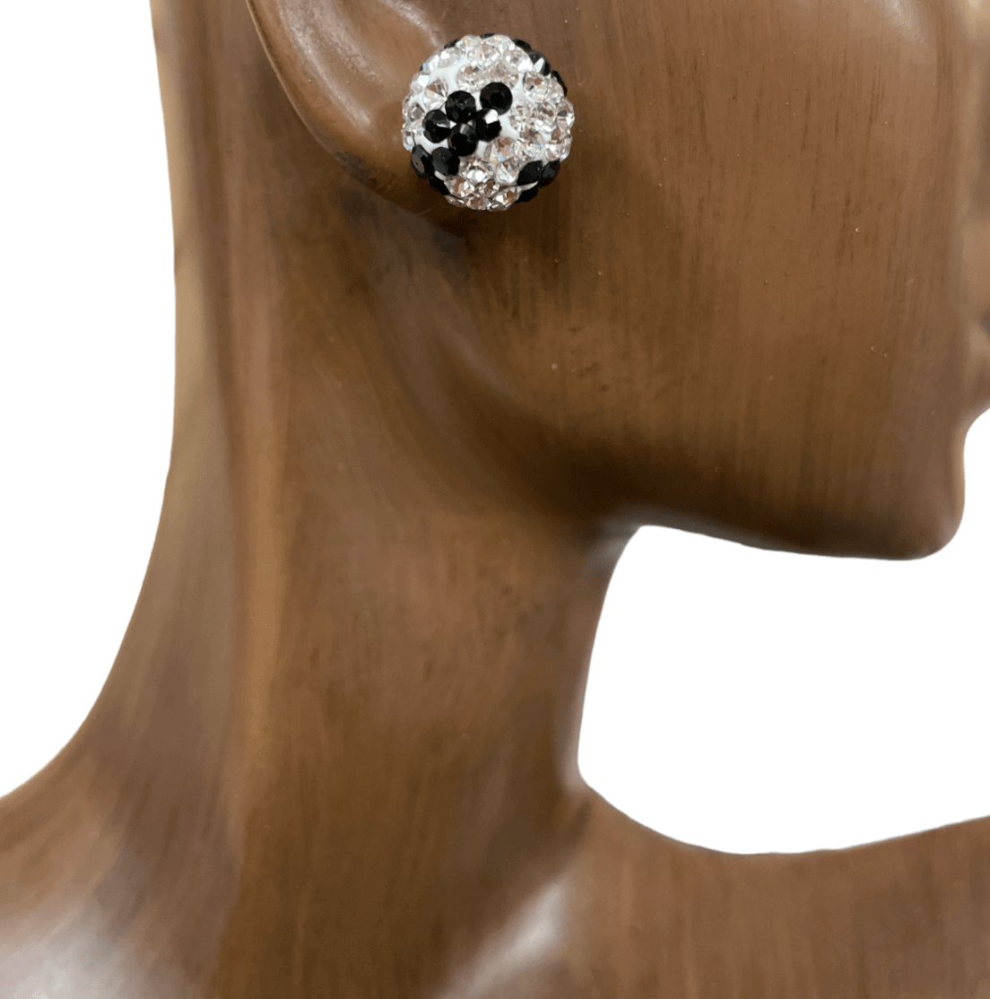 Crystal Code - Black & White Leopard Pave Round Earrings - Shop Alies Bouutique