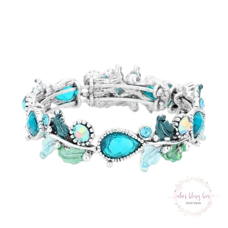 Crystal Garden - Blue Cuff Bracelet - Sale-Shop Alies Boutique