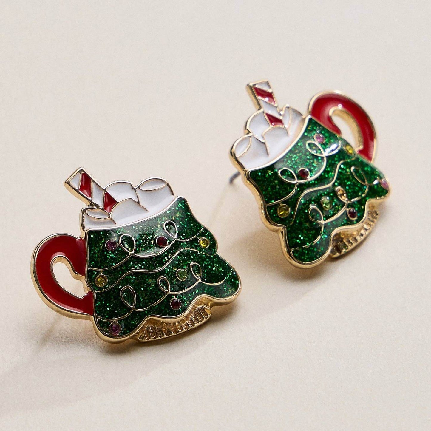 Cocoa Cheer Studs – Christmas Tree Mug Holiday Earrings - Alie's Boutique