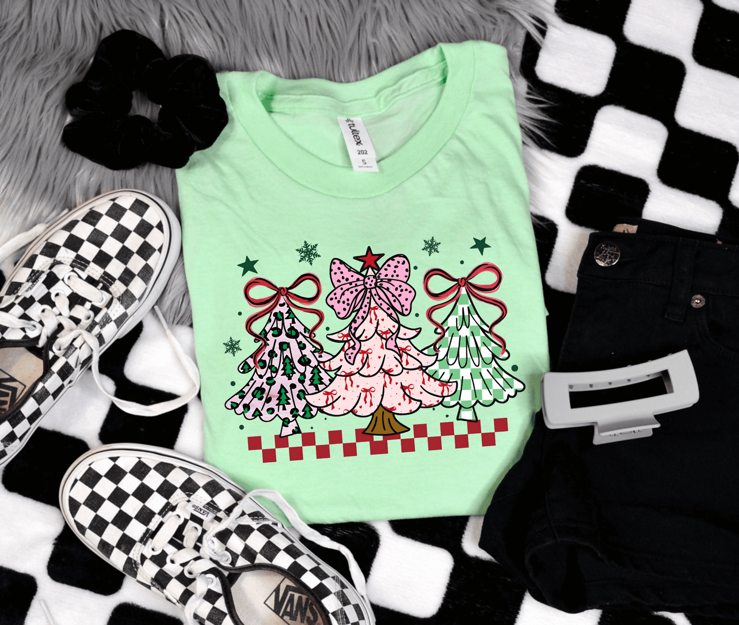 Trim The Tree Trio- Lime Green Graphic Tee