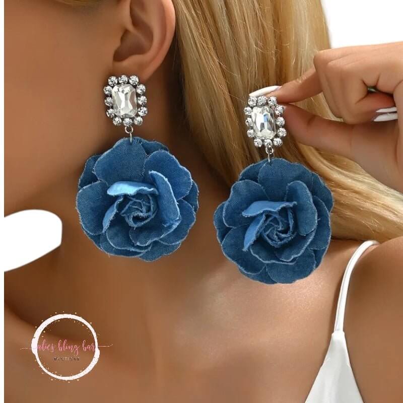 Denim & Dazzle - Blue Drop Earrings - Sale-Shop Alies Boutique
