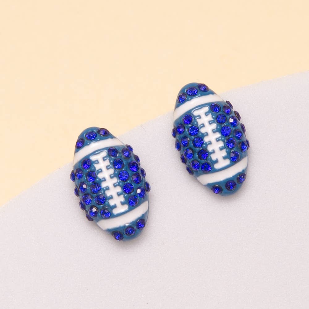 Gameday Two-Tone Rhinestone Pave Football Stud Earrings: Orange - Shop Alies Bouutique
