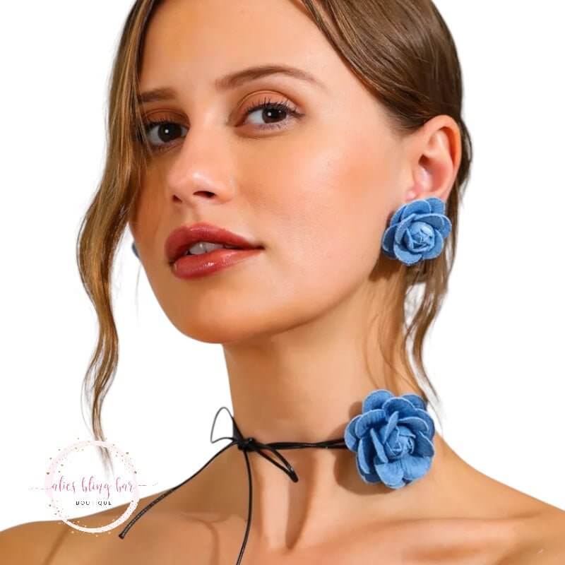 Fabric Flora - Necklace & Earring Set - Sale-Shop Alies Boutique