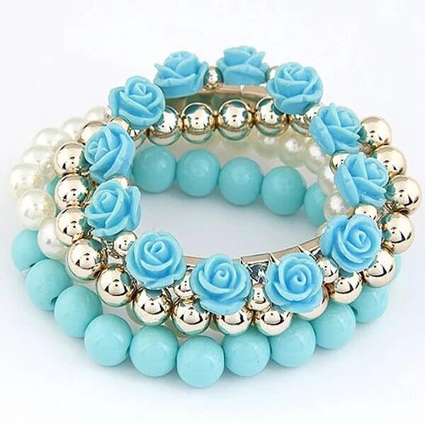 Floral Fusion - Blue Bracelet Set - Sale-Shop Alies Boutique