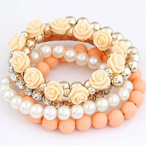 Floral Fusion -Orange Bracelet Set - Sale-Shop Alies Boutique
