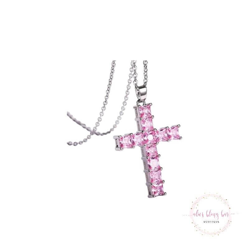 Gleaming Faith - Silver & Pink Necklace - Sale - Alies Bling Bar - Shop Alies Boutique