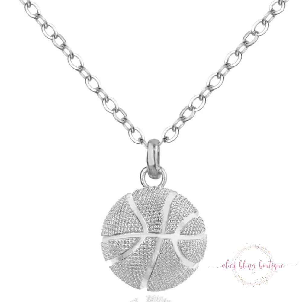 Gleaming Game - Silver Basketball Necklace - Sale-Shop Alies Boutique