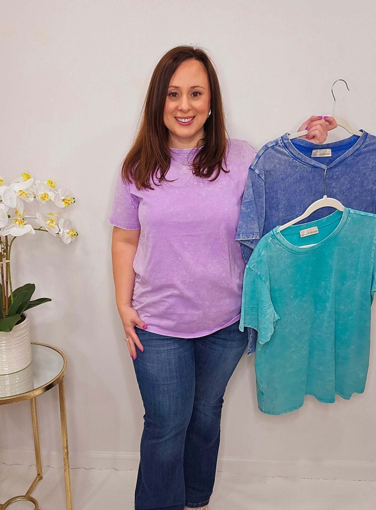 Go With The Flow Lavender Acid Washed Tee -WW-Shop Alies Boutique