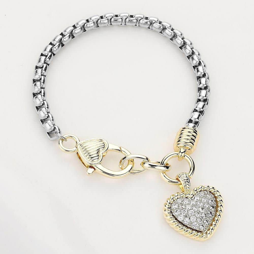 Golden Heartlink - Two Tone Bracelet-Shop Alies Boutique