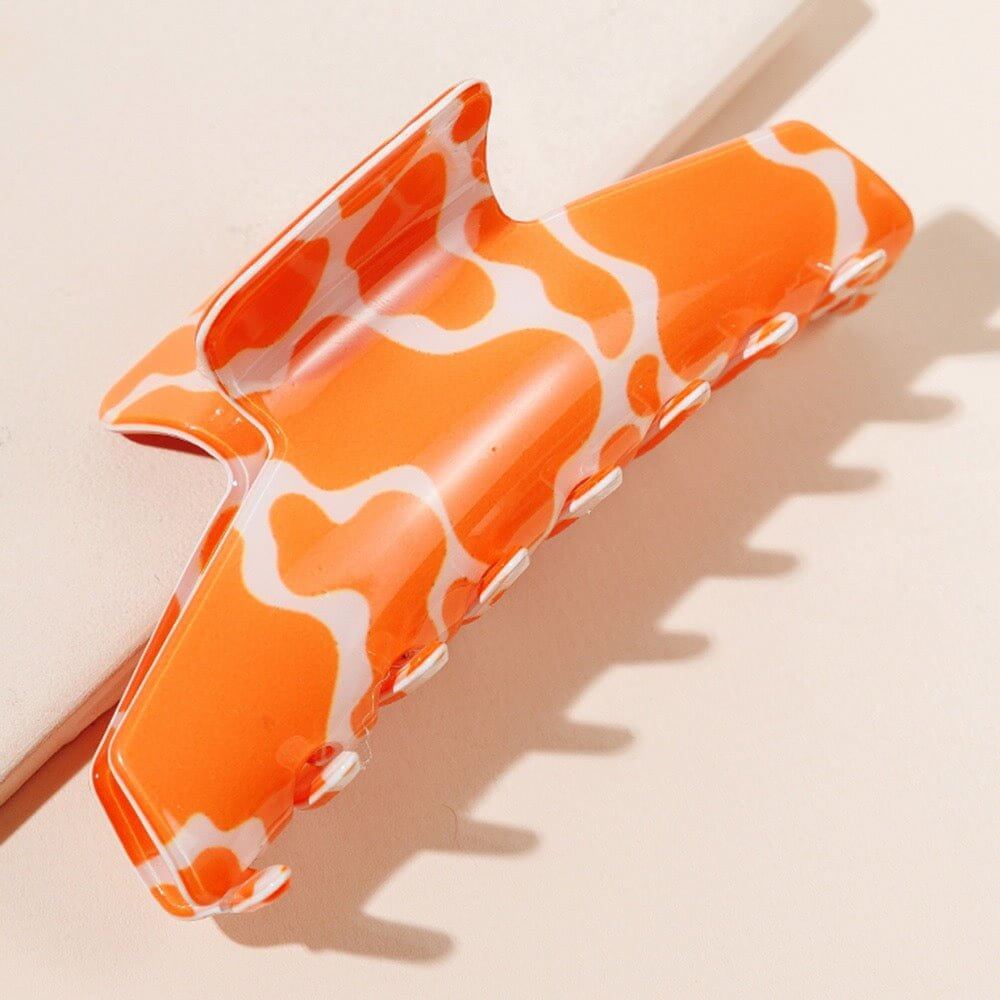 Groove Lock - Orange Animal Pattern Hair Claw Clip-Shop Alies Boutique