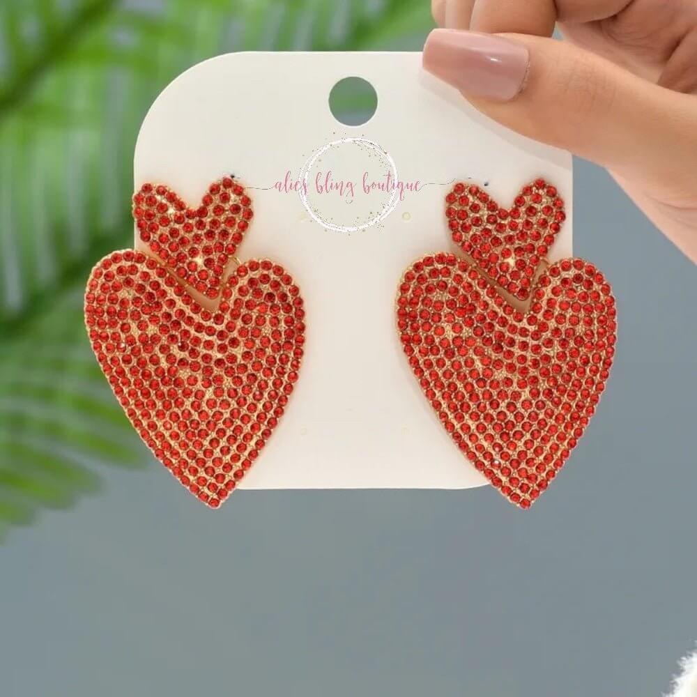 Heart to Heart Earrings in Red - Sale-Shop Alies Boutique