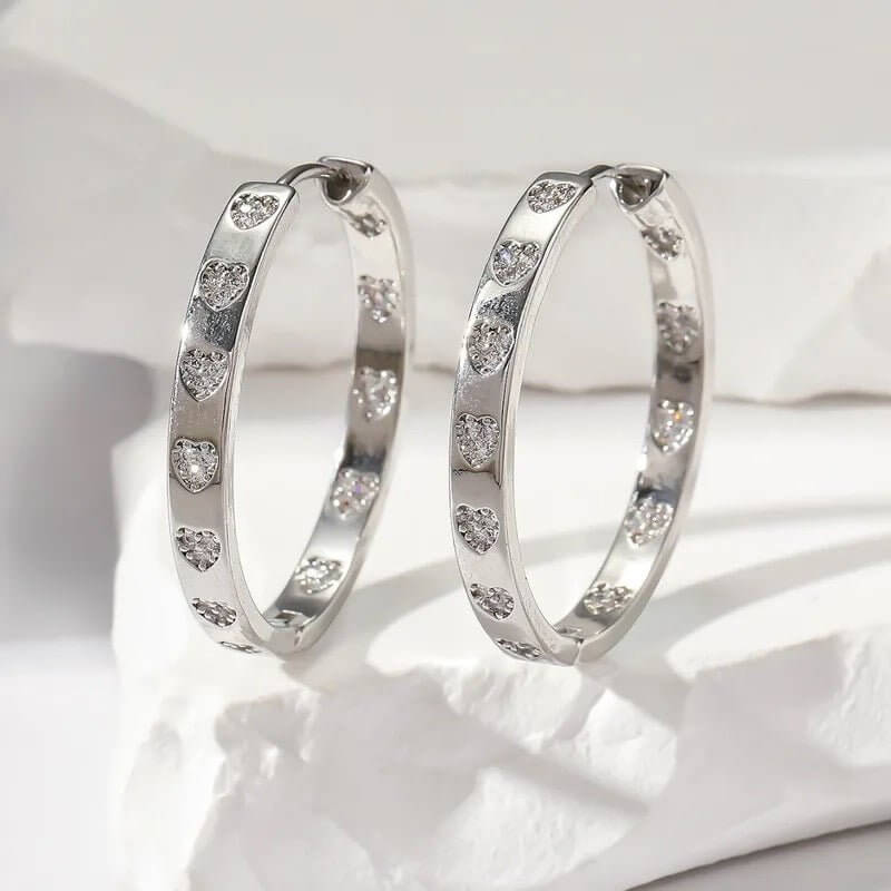 Heartbeat Hoops - Silver Earrings-Shop Alies Boutique