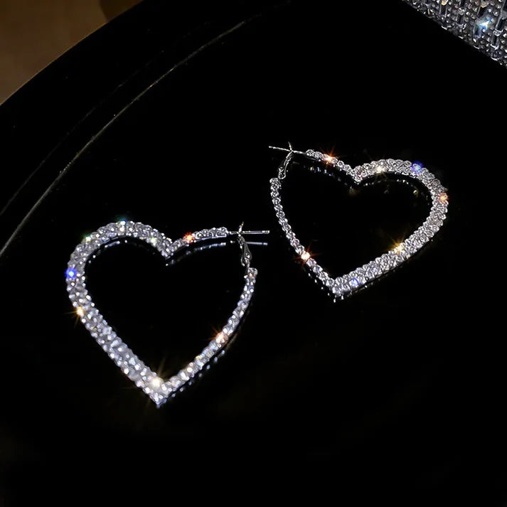 Eternal Heart Silver Hoop Earrings