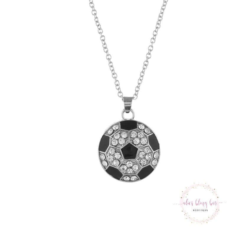 Kickoff Glow - Silver Soccer Necklace-Shop Alies Boutique
