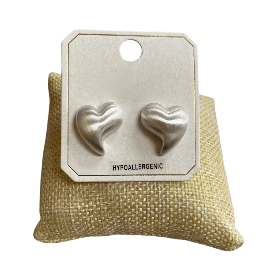 Melt My Heart - Silver Matte Heart Studs Lightweight Earrings - Shop Alies Bouutique