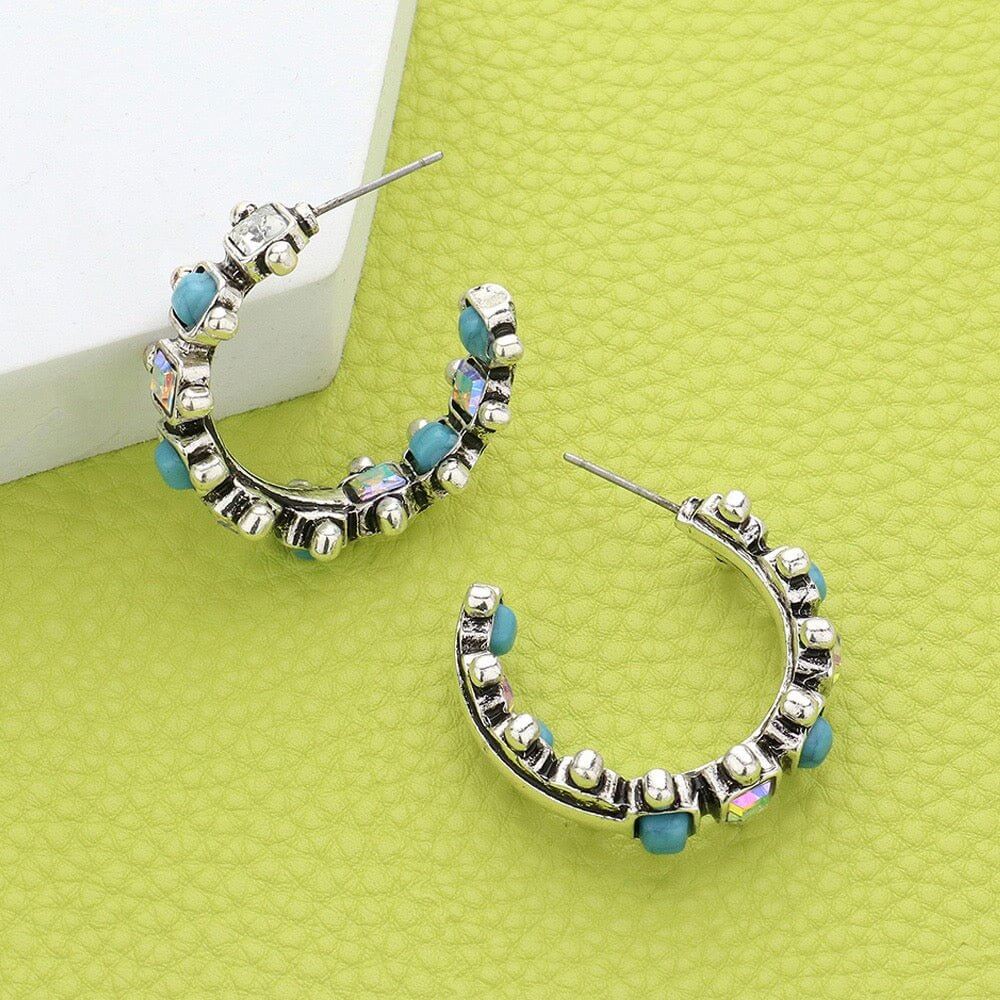Moonbeam Mirage - Blue Hoop Earrings - Sale-Shop Alies Boutique