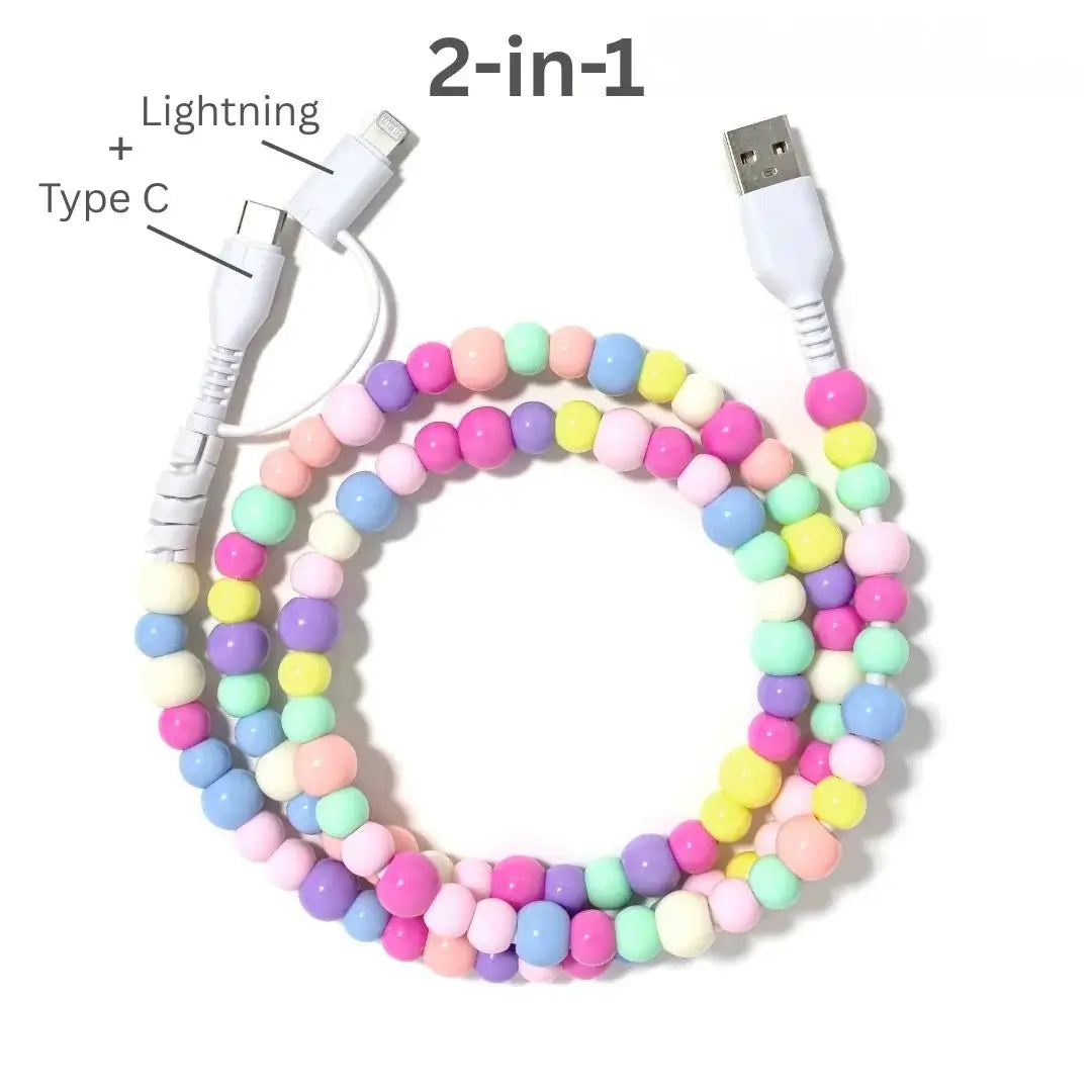 Multi - Color Beaded Charging Cable – USB - C & Lightning – All Devices - Shop Alies Boutique - Shop Alies Boutique