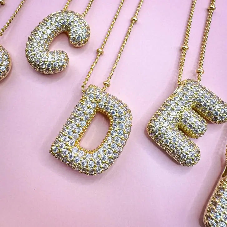 PREORDER - Gold Bubble Initial Charm Necklace - Alie's Boutique - Shop Alies Boutique