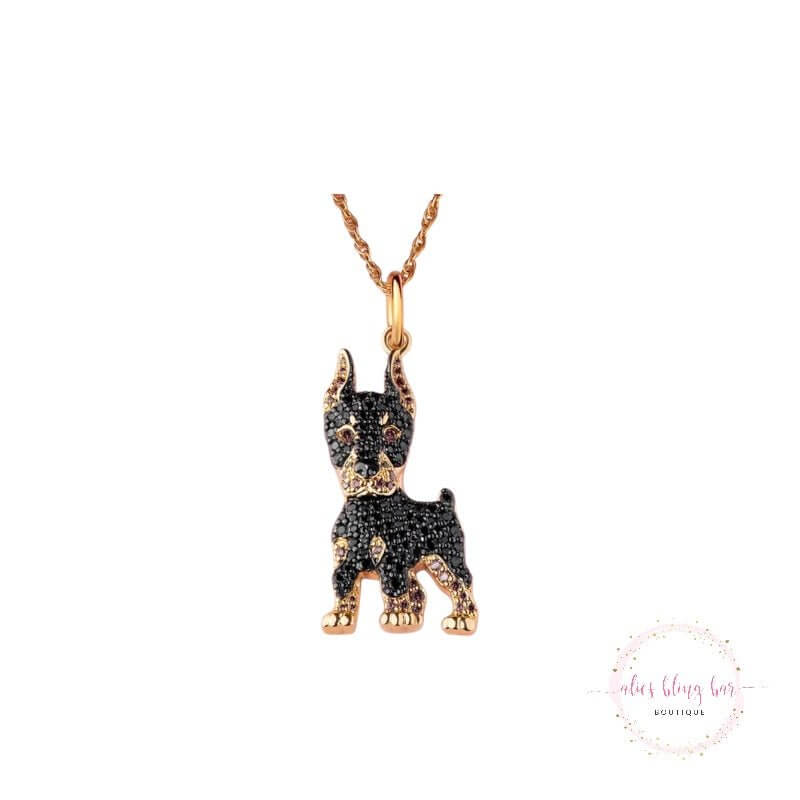 Puppy Kisses - Doberman Necklace - Sale-Shop Alies Boutique
