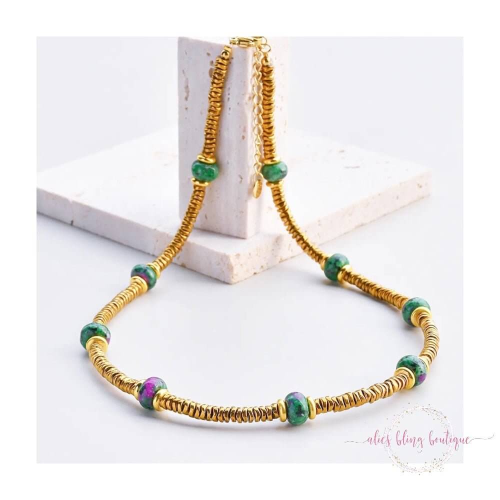 Radiant Essence Semi Precious Stone Necklace in Green-Shop Alies Boutique