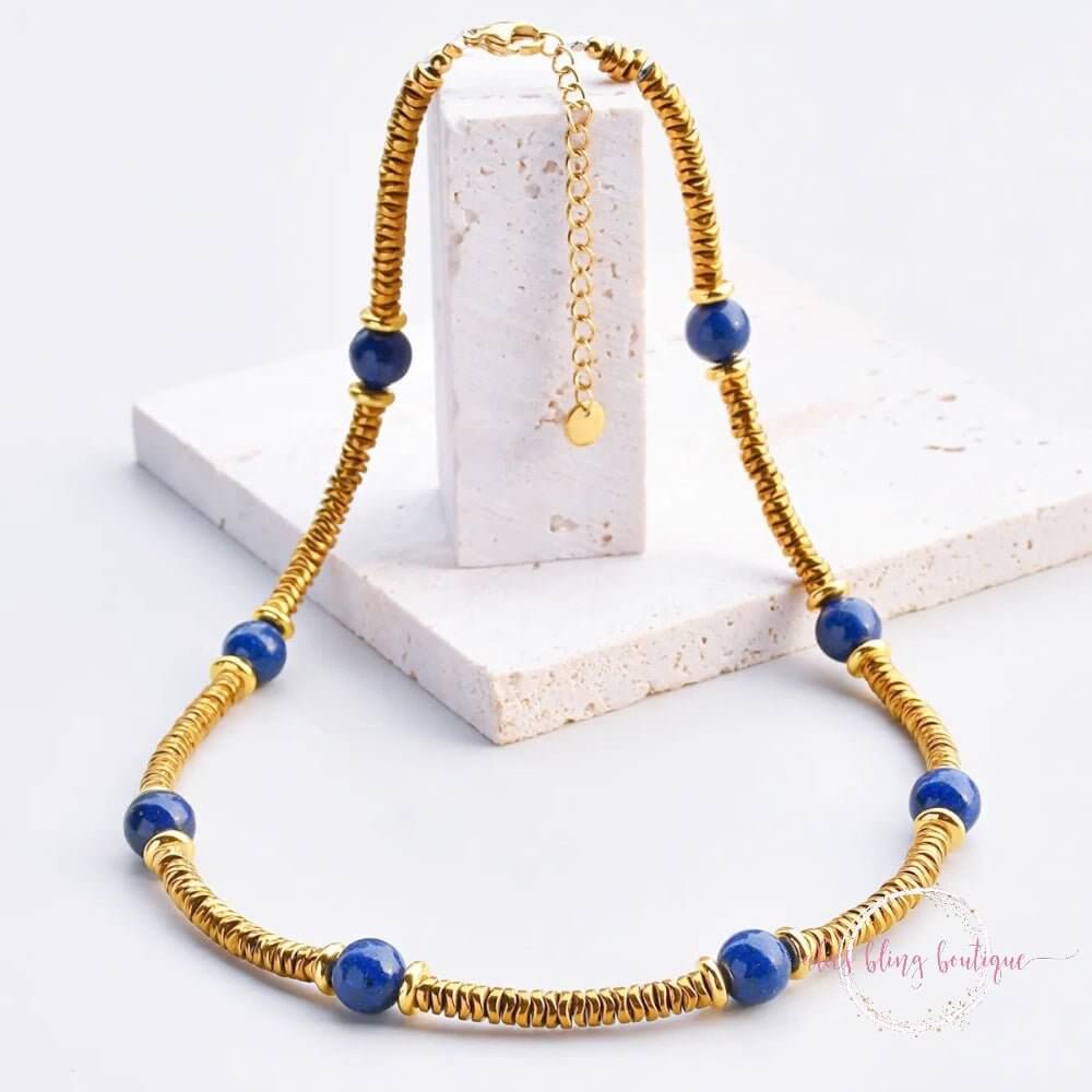 Radiant Essence Semi Precious Stone Necklace in Lapis Lazuli-Shop Alies Boutique