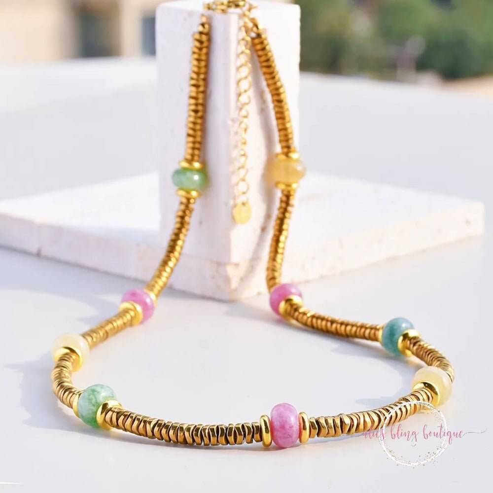 Radiant Essence Semi Precious Stone Necklace in Tourmaline-Shop Alies Boutique