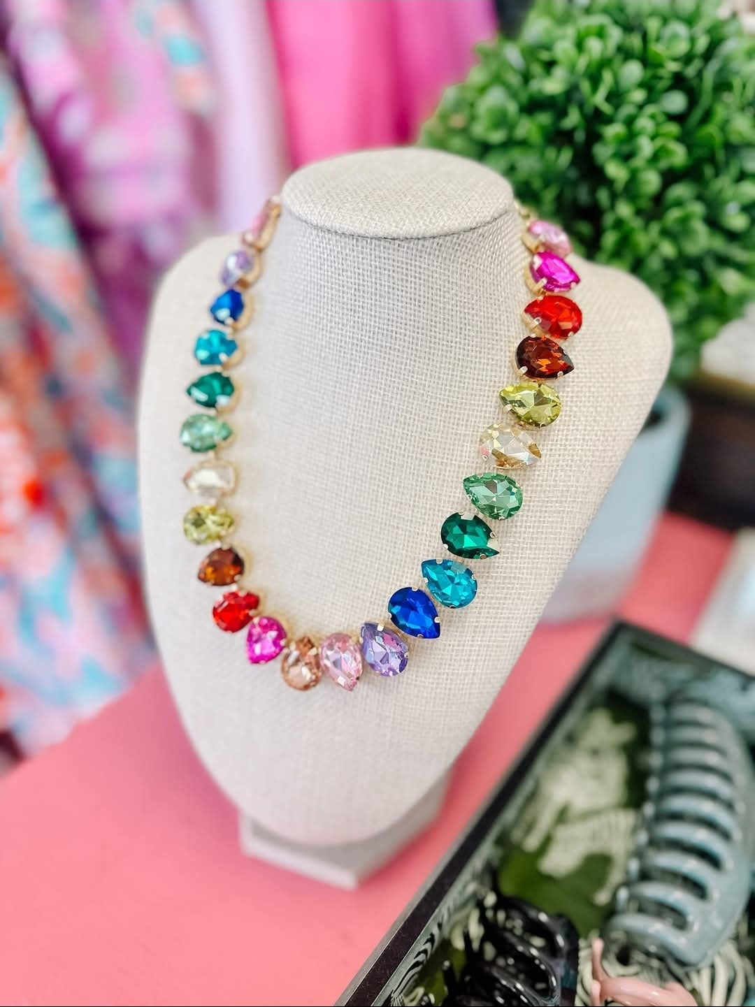 Rainbow Glow - Jewel Candy Multi Colored Gold Necklace