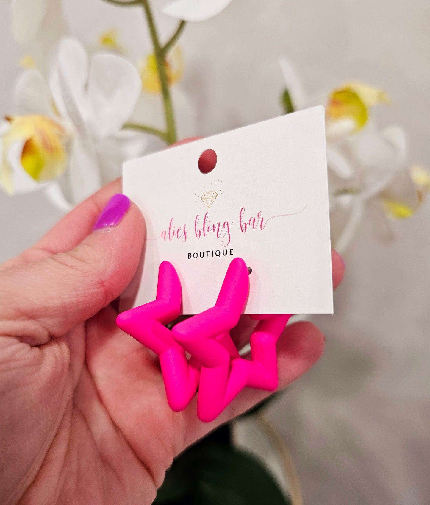 Stellar Pop - Pink Hoop Earrings - Alies Bling Bar