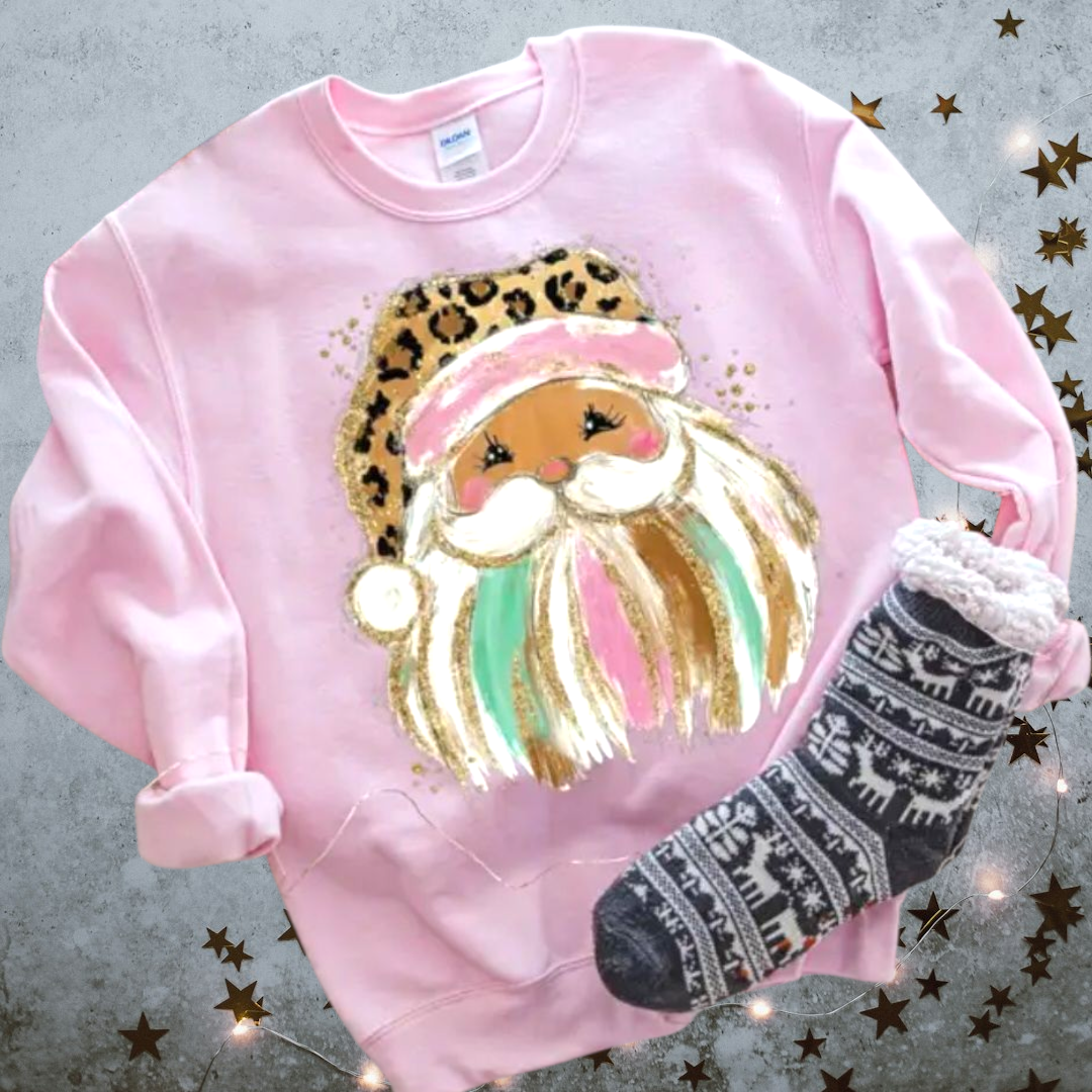 Preppy Brushstroke Santa Gildan Sweatshirt