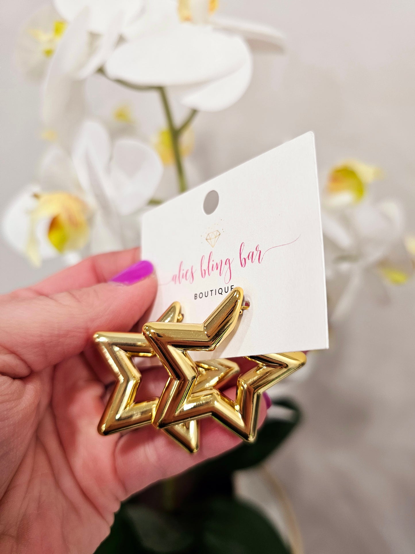 Stellar Pop - Gold Hoop Earrings - Alies Bling Bar