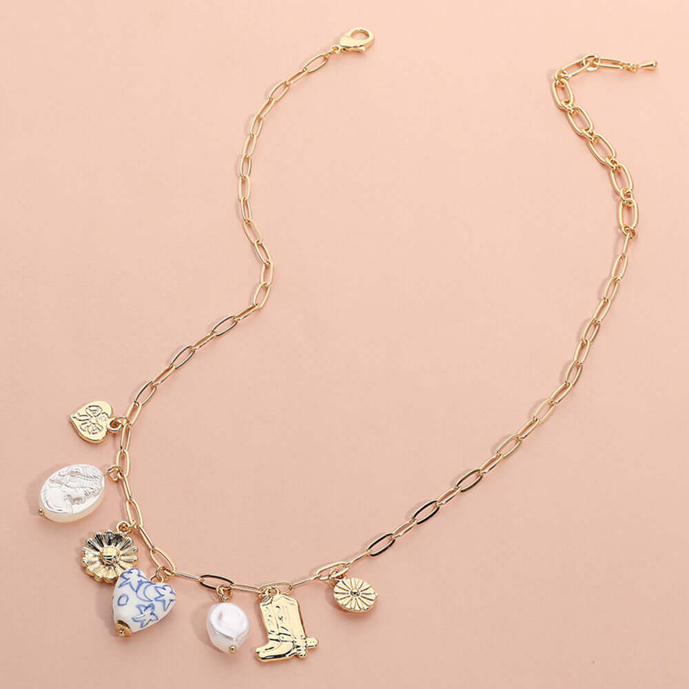 Charmed To Meet You - Gold Charm Necklace - Alie's Boutique