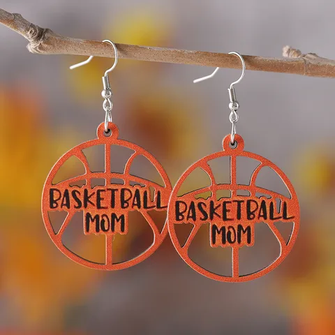 Basketball Mom Wood Earrings