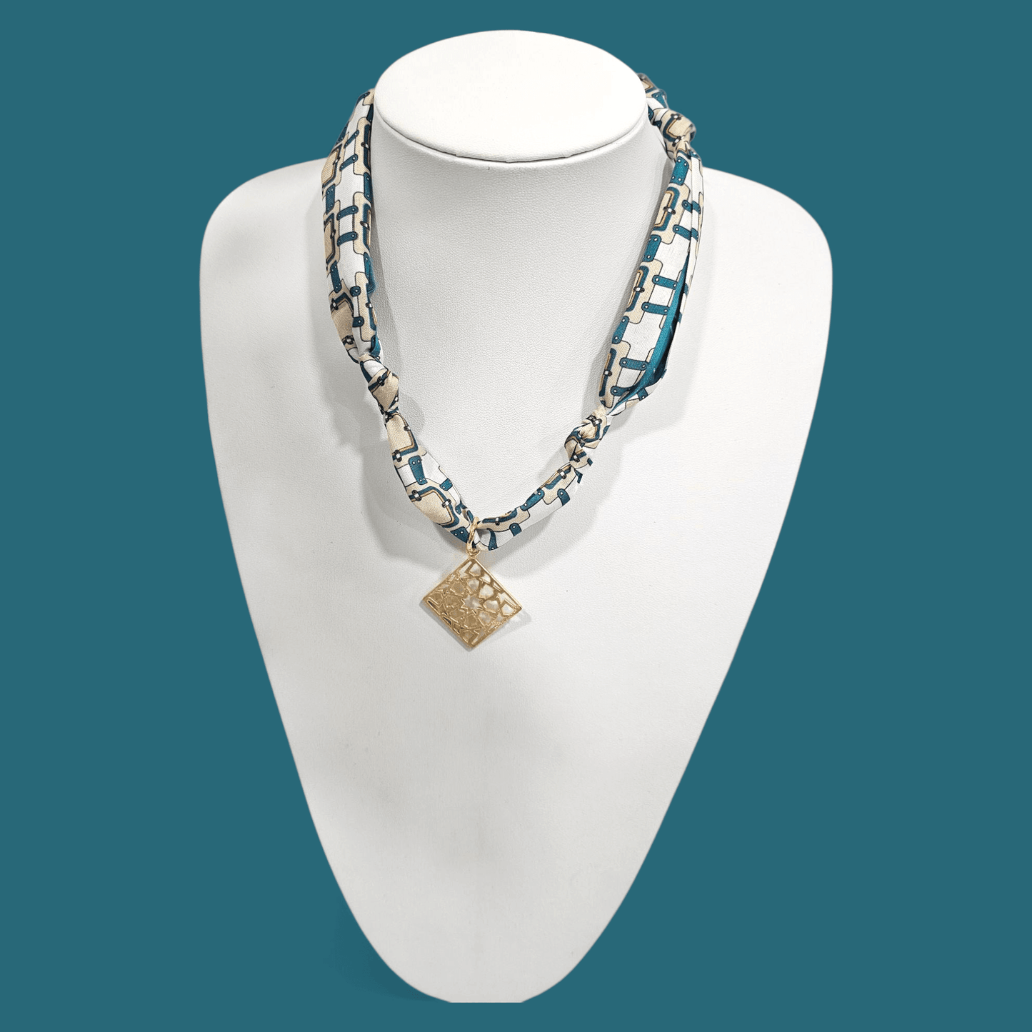 Scarf Charm Necklace II- Teal - Shop Alies Bouutique